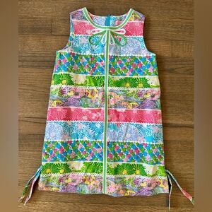 Lilly Pulitzer RARE Florida Loopy Shift Dress Lagoony Patch-Size 7